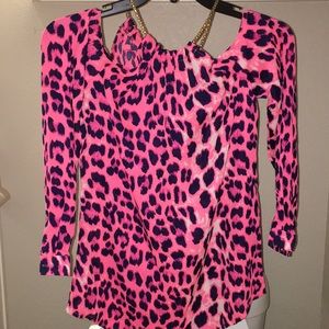 Super cute hot pink and cheetah shoulder cut out